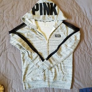 PINK Zip-up Hoodie mesh detail